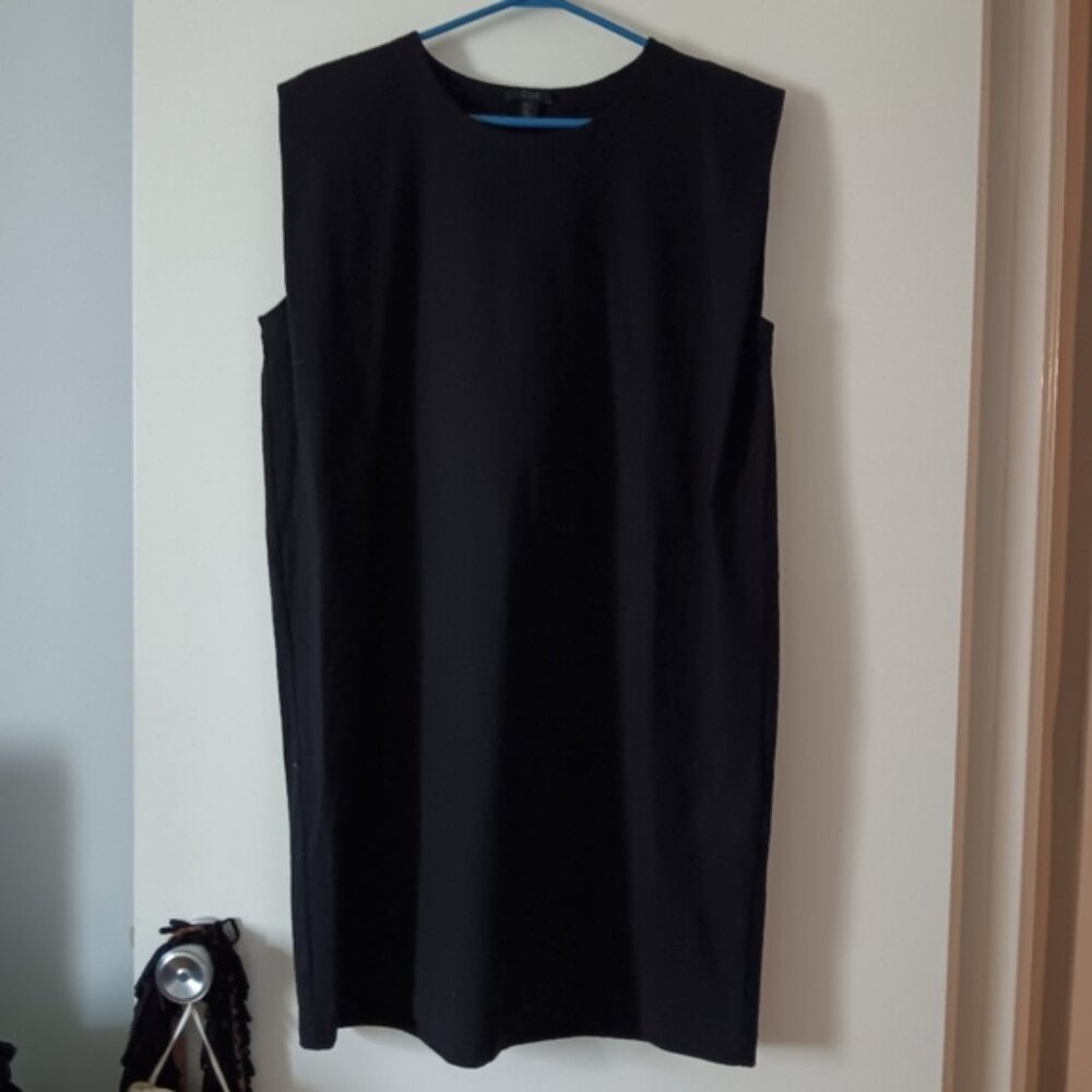 COS Black Cotton Boxy Padded Shoulder Mini Dress S - Picture 1 of 4